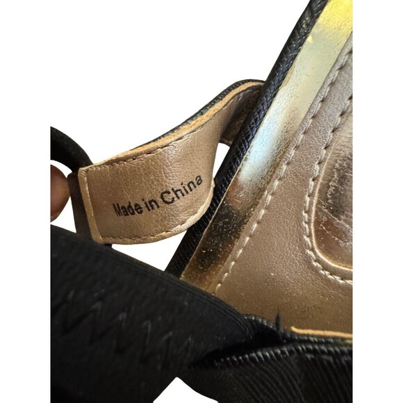 Alfani Step n Flex Womens Sandals Size 10M Black & Gold Open Toe Strappy Design - Picture 11 of 12